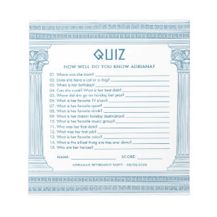 Budget verjaardagsfeest quiz notitieblok