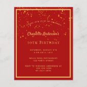 Budget verjaardagsfeest rode gouden confetti - uit (Voorkant)