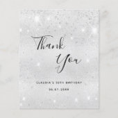Budget verjaardagszilver glitter-stof bedankt (Voorkant)