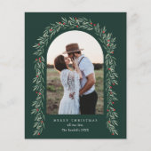 Budget Vert Arc Élégante photo Carte de Noël (Devant)