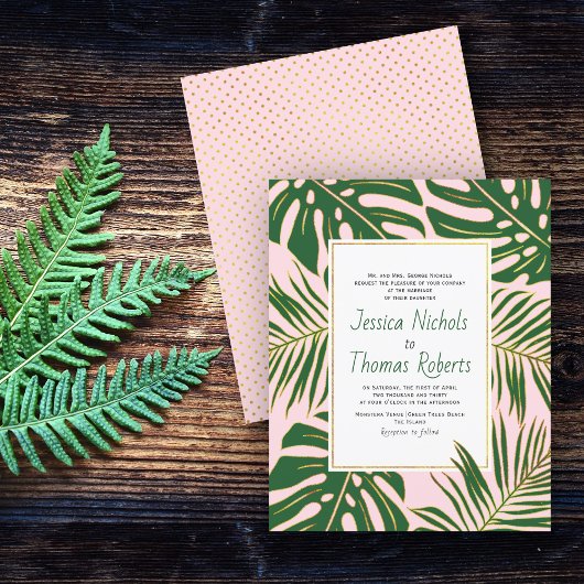 BUDGET Vert feuilles tropicaux faire-part de maria