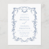 Budget Victoriaans Monogram Frans Blauw Bruiloft (Voorkant)