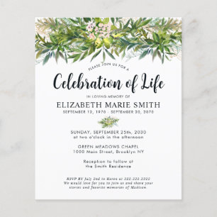 Budget Viering van het leven Groen verlaat Begrafe Flyer