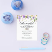 Budget Viering van het leven Paarse foto Begrafeni Flyer (Enkel)