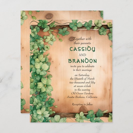 BUDGET Vine St Patrick's Day QR bruiloft uitnodigi (Voorkant / Achterkant)