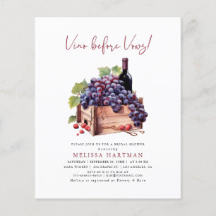 Budget Vino voor geloften bruids douche uitnodigin