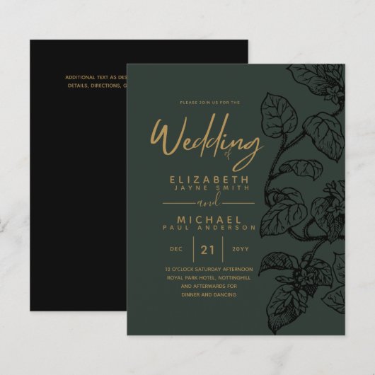 BUDGET Vintage Feuille de jardin classique invite  (Devant / Derrière)