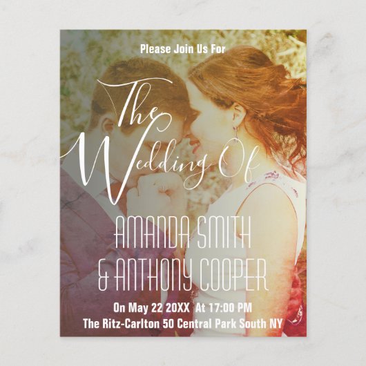 Budget vintage foto trouwfolder flyer (Voorkant)