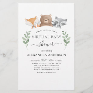Budget Virtual Baby shower Woodland Eucalyptus