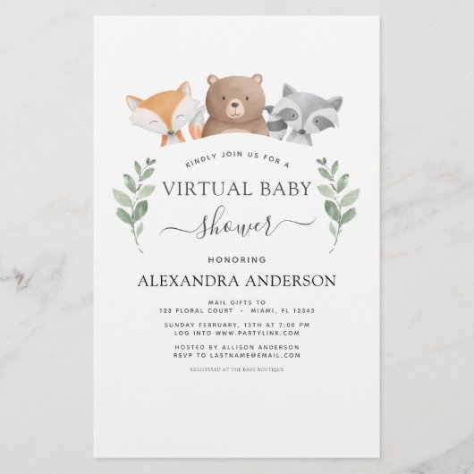 Budget Virtual Baby shower Woodland Eucalyptus (Voorkant)