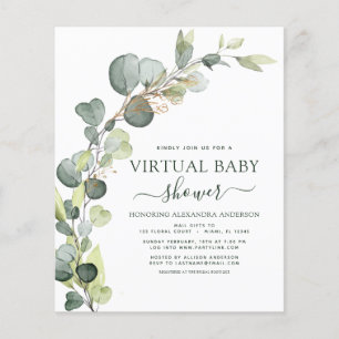 Budget virtueel babyshower groenblijvende eucalypt flyer