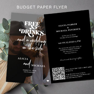 Budget vrije tijd huwelijksfoto QR RSVP uitnodigin Flyer