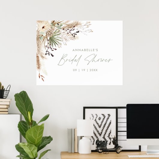 Budget Vrijgezellenfeest pampas modern elegant Poster (Thuiskantoor)