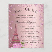 Budget vrijgezellenfeest Paris Roze uitnodiging vo (Voorkant)