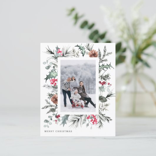 Budget Vrolijk Kerstfeest Foto Vakantie 2024 kaart (Staand voorkant)