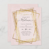 Budget Walima Muslim Wedding Gold Lijst Invite (Voorkant / Achterkant)