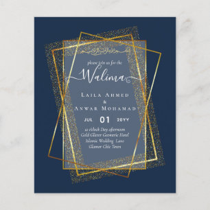 Budget Walima Muslim Wedding Gold Lijst Invite Flyer