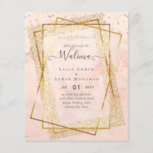Budget Walima Muslim Wedding Gold Lijst Invite Flyer