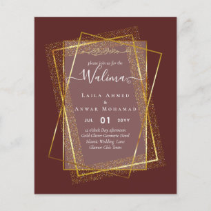 Budget Walima Muslim Wedding Gold Lijst Invite Flyer
