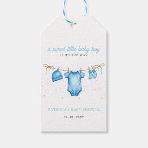 Budget Waskleine Blauwe Jongen Baby Shower uitnodi Cadeaulabel