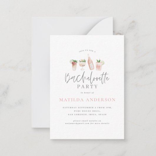 budget watercolor bachelorette invitation (Devant)