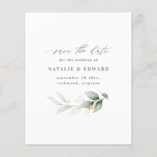 budget Watercolor bladervulling trouwkaart uitnodi Flyer
