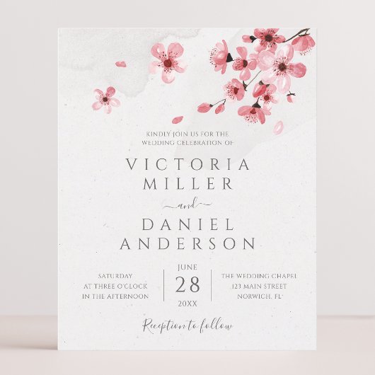 Budget Watercolor Floral Cherry Blossom Wedding