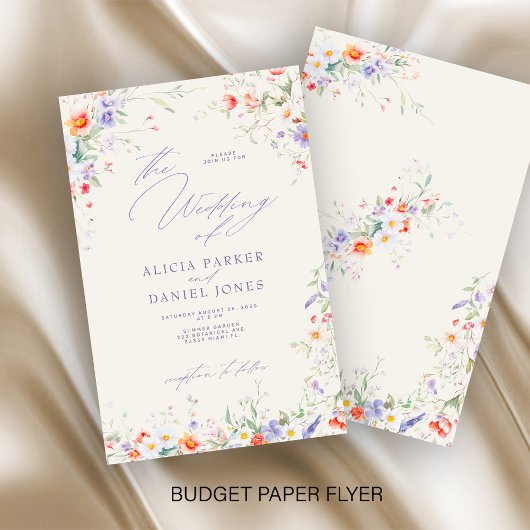 Budget watercolor floral wedding invitation flyer