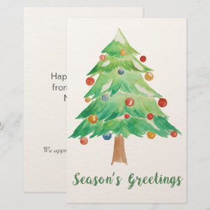 Budget Watercolor Kerstboom vakantiekaart