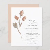 Budget Waterverf Artsy Leaf Wedding Invite (Voorkant / Achterkant)
