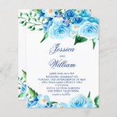 Budget Waterverf Blue Floral Weddenschap (Voorkant / Achterkant)