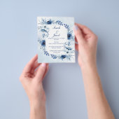 Budget waterverf Boho Blue Botanische bruiloft Flyer (Hand)