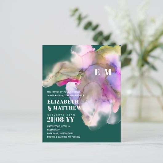 BUDGET Waterverf bruiloft uitnodigingen (Staand voorkant)