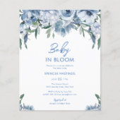Budget Waterverf Dusty Blue Floral Baby shower (Voorkant)