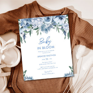 Budget Waterverf Dusty Blue Floral Baby shower