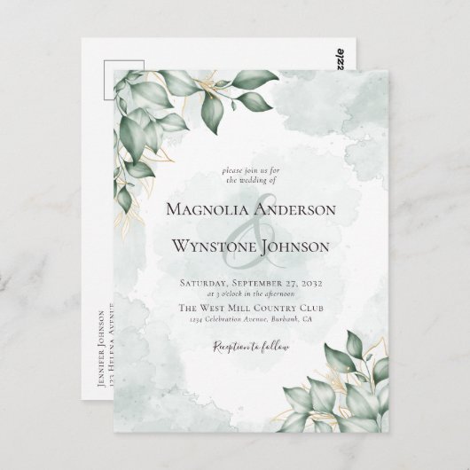 BUDGET Waterverf Eucalyptus Weddenschap Briefkaart (Voorkant / Achterkant)