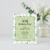 Budget Waterverf Groene Verjaardagsuitnodiging (Staand voorkant)