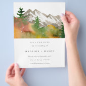 Budget Waterverf Herfst Bergen Save the Date Flyer (Hand)