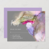 BUDGET Waterverf Huwelijk Abstract Paars rsvp (Voorkant / Achterkant)