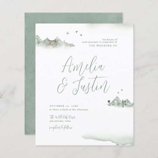 Budget Waterverf Mountains Destination Wedding (Voorkant / Achterkant)