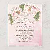 BUDGET Waterverf Peony Floral Wedding Invites (Voorkant)