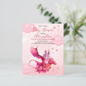 Budget Waterverf Pink Dragon Baby shower (Staand voorkant)