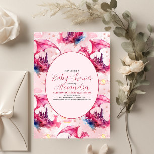 Budget Waterverf Pink Dragon Baby shower