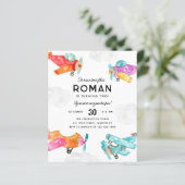 Budget Waterverf Planes Clouds Vliegtuig Verjaarda (Staand voorkant)