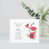 Budget Waterverf Red Poppy bruiloft uitnodiging (Staand voorkant)
