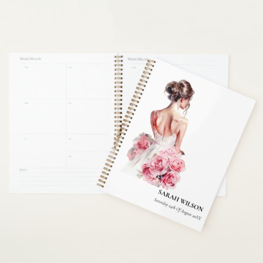 Budget Waterverf Roze Trouwjurk Vrijgezellenfeest Planner (Display)