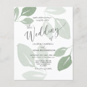Budget Waterverf Sage Green Wedding Invitation (Voorkant)