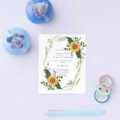 BUDGET Waterverf SUNFLOWERS Greenery Wedding Flyer (Enkel)