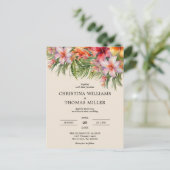Budget Waterverf Tropische bruiloft uitnodiging (Staand voorkant)