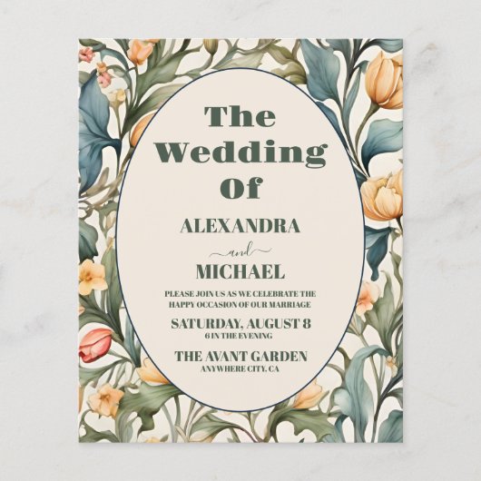 Budget Waterverf Tulpen William Morris Wedding (Voorkant)